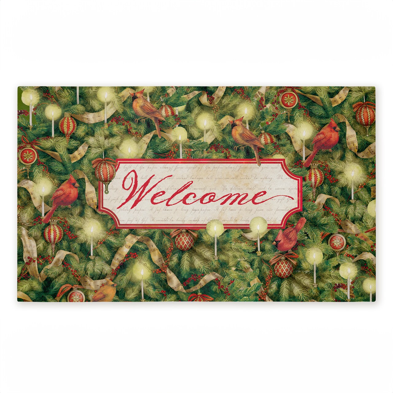 Stupell Industries Seasonal Cardinals Welcome Printed Outdoor Door Mat, design by Tim Coffey, 18"x30"
